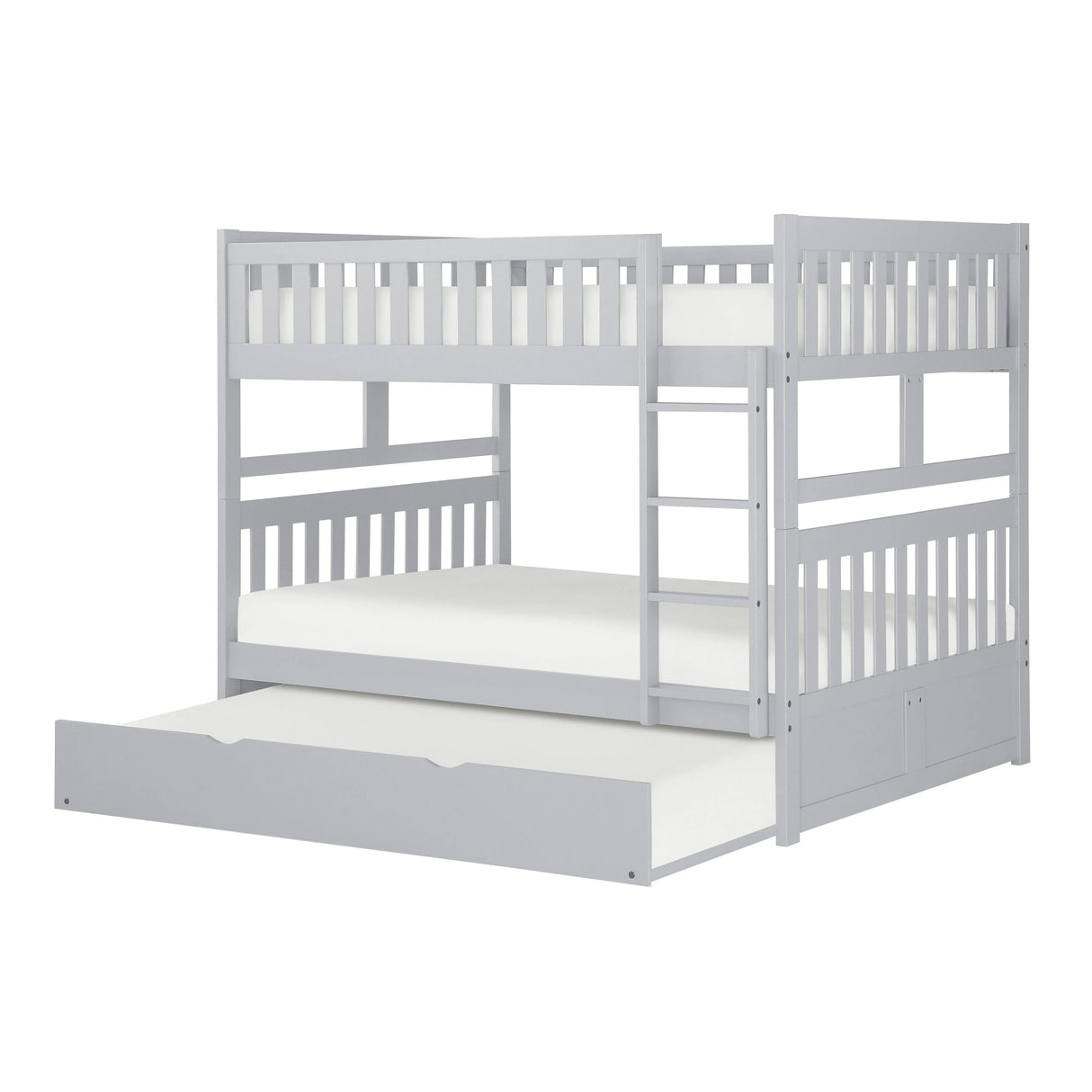 Orion Gray Full/Full Bunk Bed with Twin Trundle by Homelegance at Eve Furniture