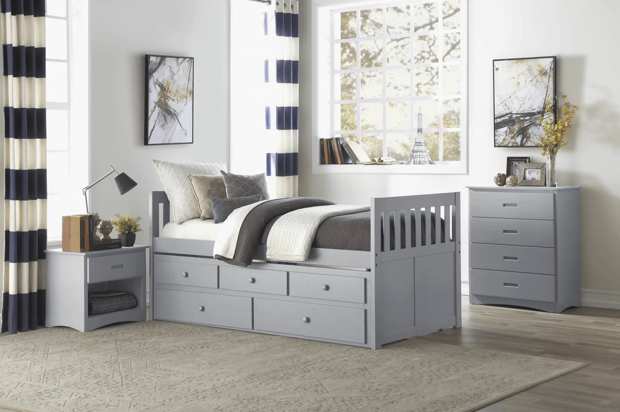 Orion Gray Twin Captains Trundle Bed by Homelegance at Eve Furniture