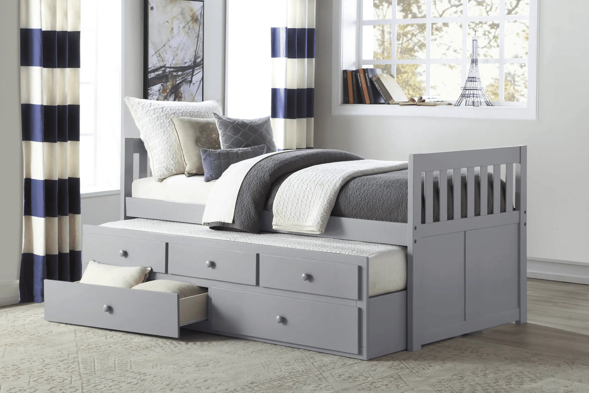 Orion Gray Twin Captains Trundle Bed by Homelegance at Eve Furniture