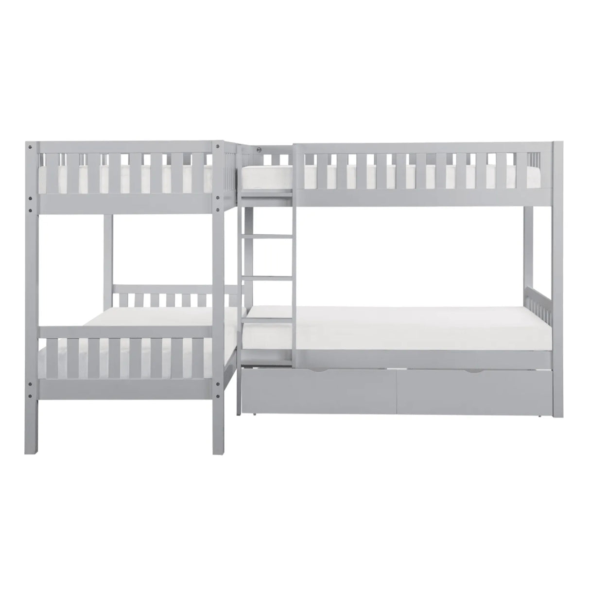 Orion Gray Twin Corner Bunk Bed with Storage Boxes by Homelegance at Eve Furniture