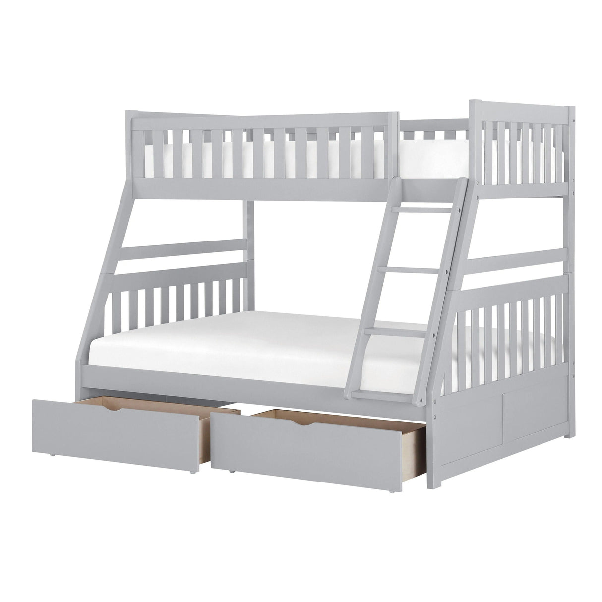 Orion Gray Twin/Full Bunk Bed with Storage Boxes by Homelegance at Eve Furniture