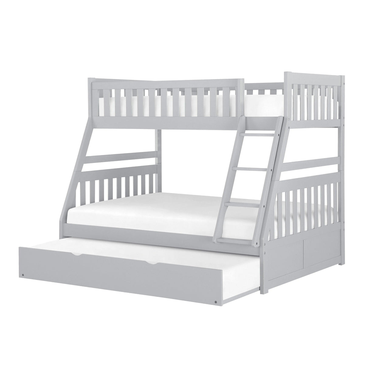 Orion Gray Twin/Full Bunk Bed with Twin Trundle by Homelegance at Eve Furniture