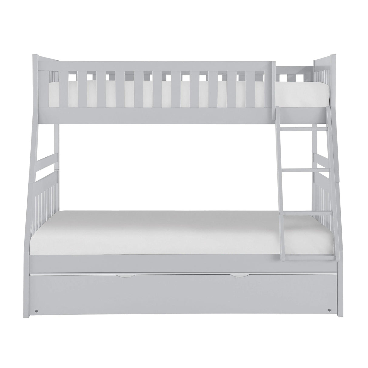 Orion Gray Twin/Full Bunk Bed with Twin Trundle by Homelegance at Eve Furniture