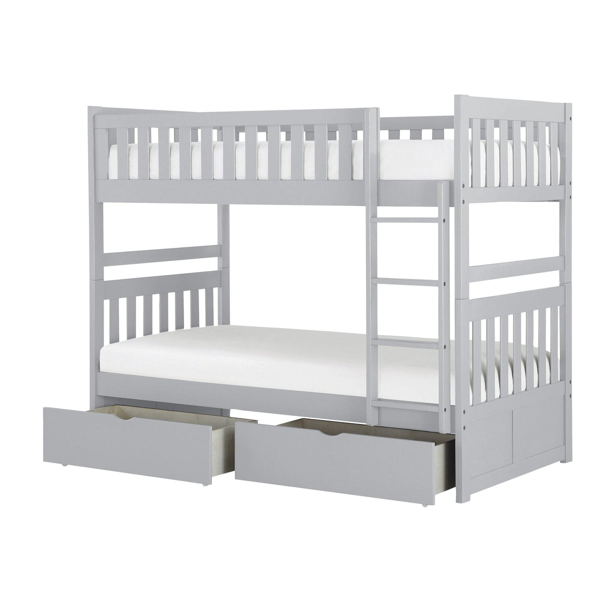 Orion Gray Twin/Twin Bunk Bed with Storage Boxes by Homelegance at Eve Furniture