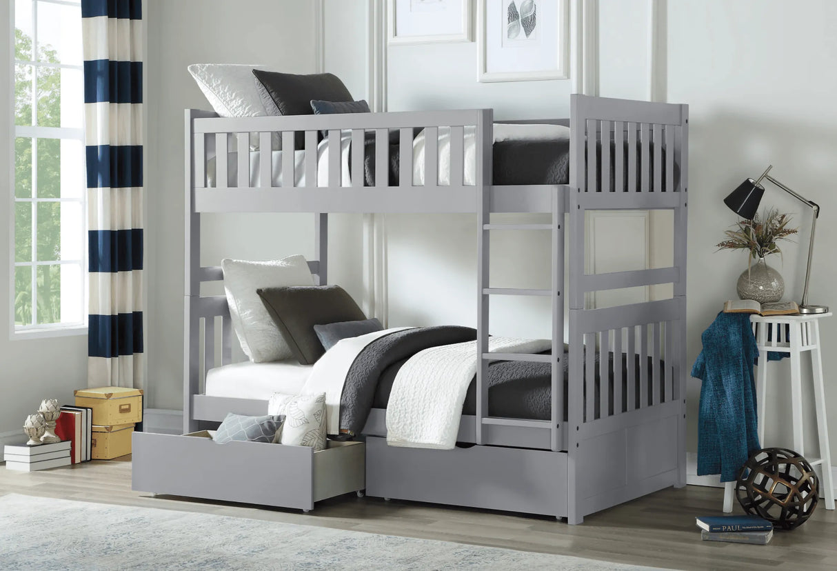 Orion Gray Twin/Twin Bunk Bed with Storage Boxes by Homelegance at Eve Furniture
