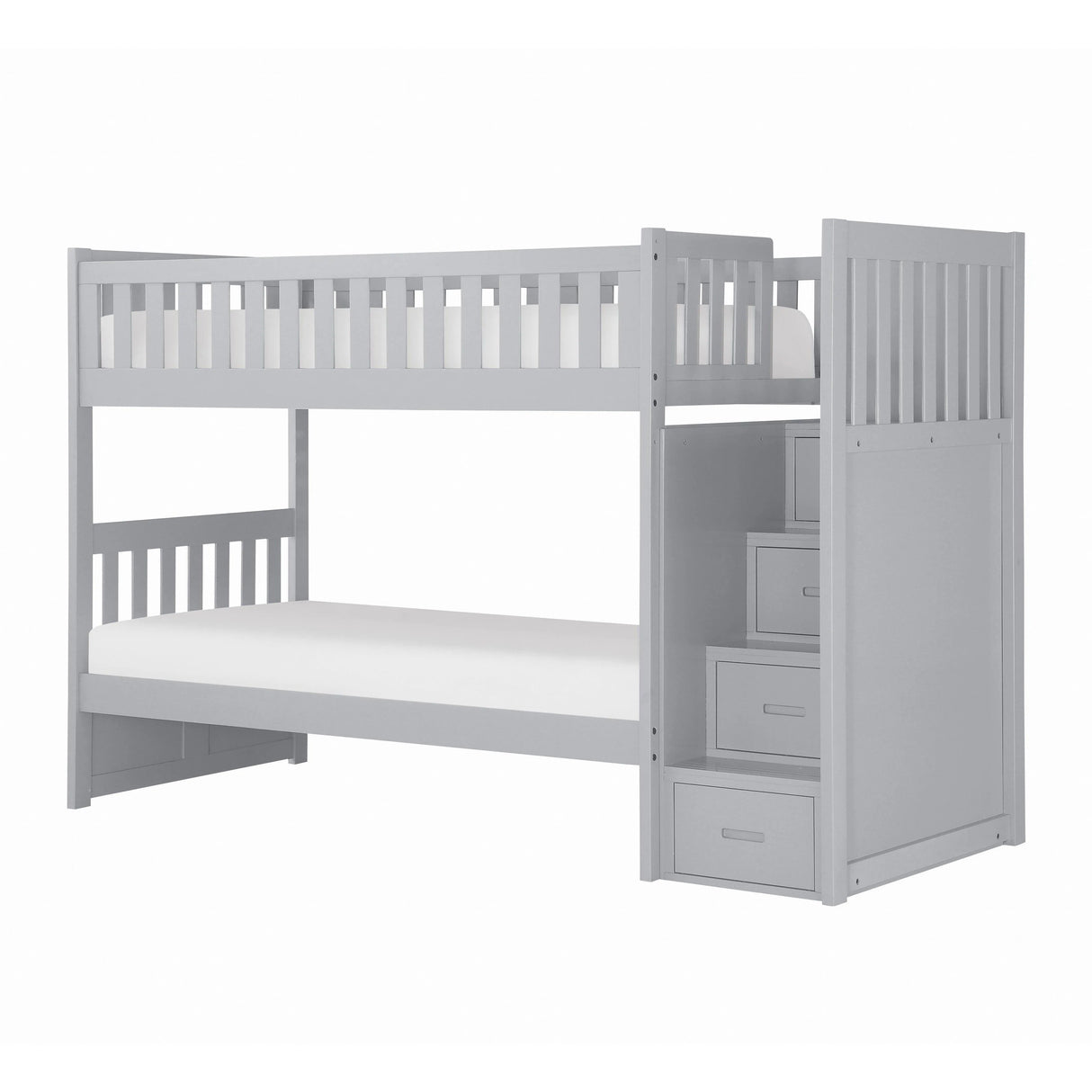 Orion Gray Twin/Twin Step Bunk Bed by Homelegance at Eve Furniture