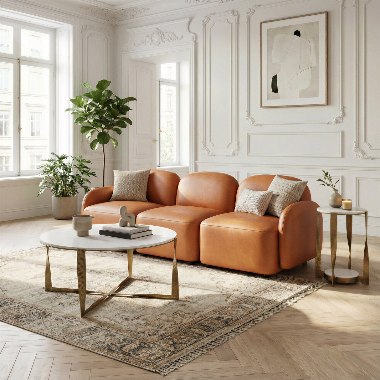 Orion White & Brass Accent Table by Zuomod at Eve Furniture
