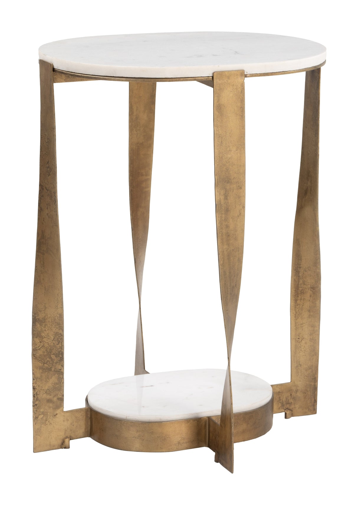 Orion White & Brass Accent Table by Zuomod at Eve Furniture