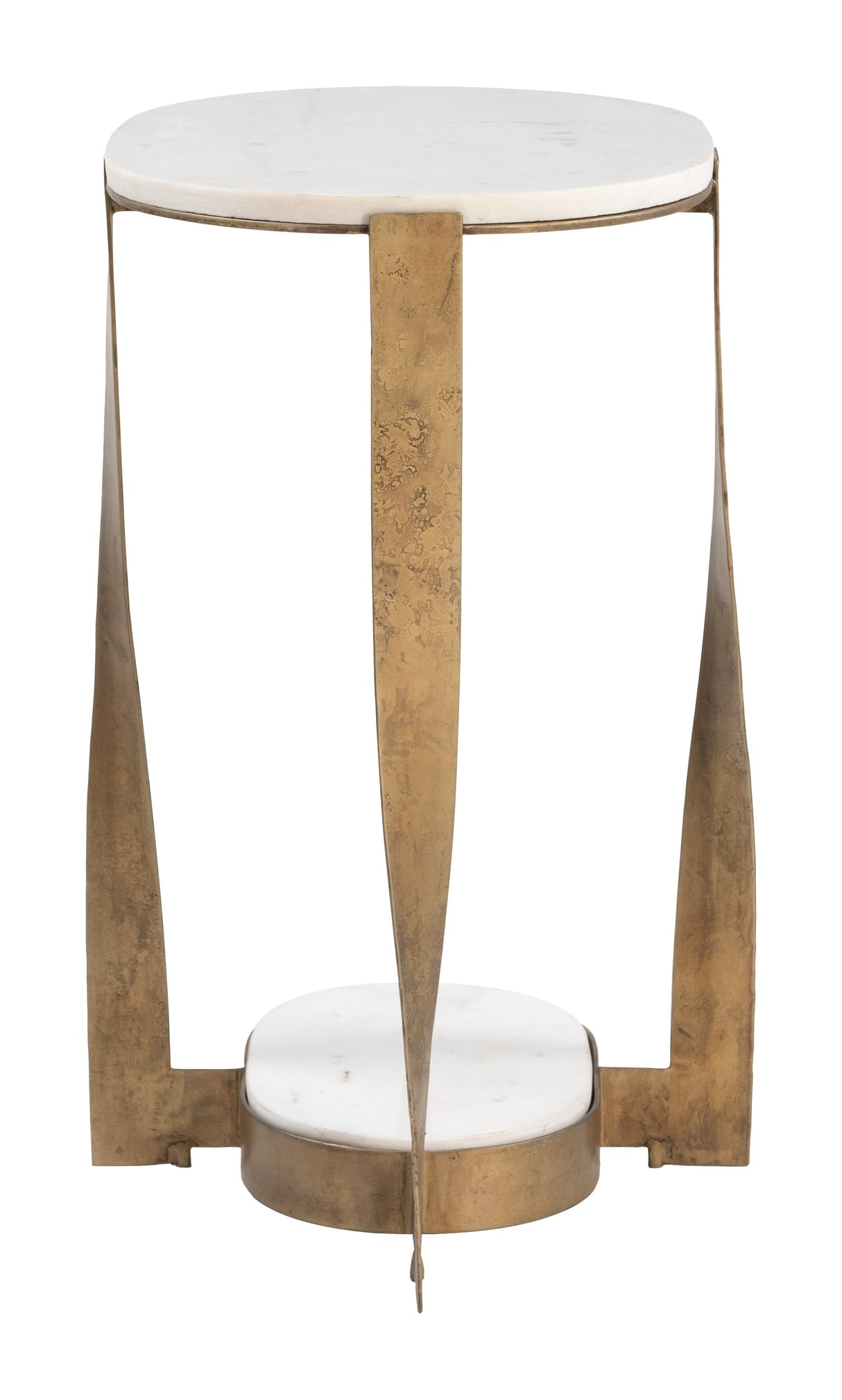 Orion White & Brass Accent Table by Zuomod at Eve Furniture
