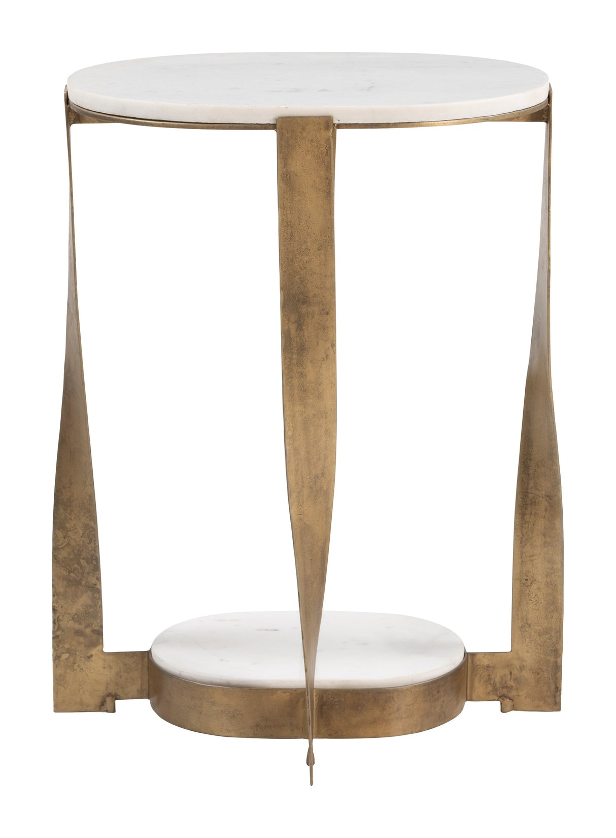Orion White & Brass Accent Table by Zuomod at Eve Furniture