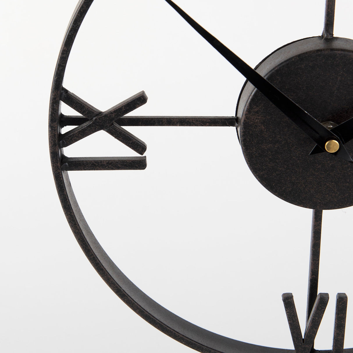 Oris Black Metal/Wood Open Frame Table Clock by Mercana at Eve Furniture