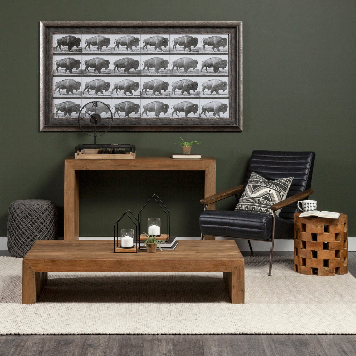 Oris Black Metal/Wood Open Frame Table Clock by Mercana at Eve Furniture
