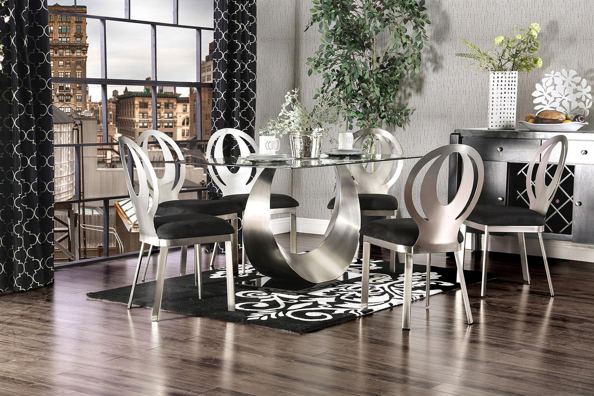 Orla Silver/Black Dining Table by Furniture of America at Eve Furniture