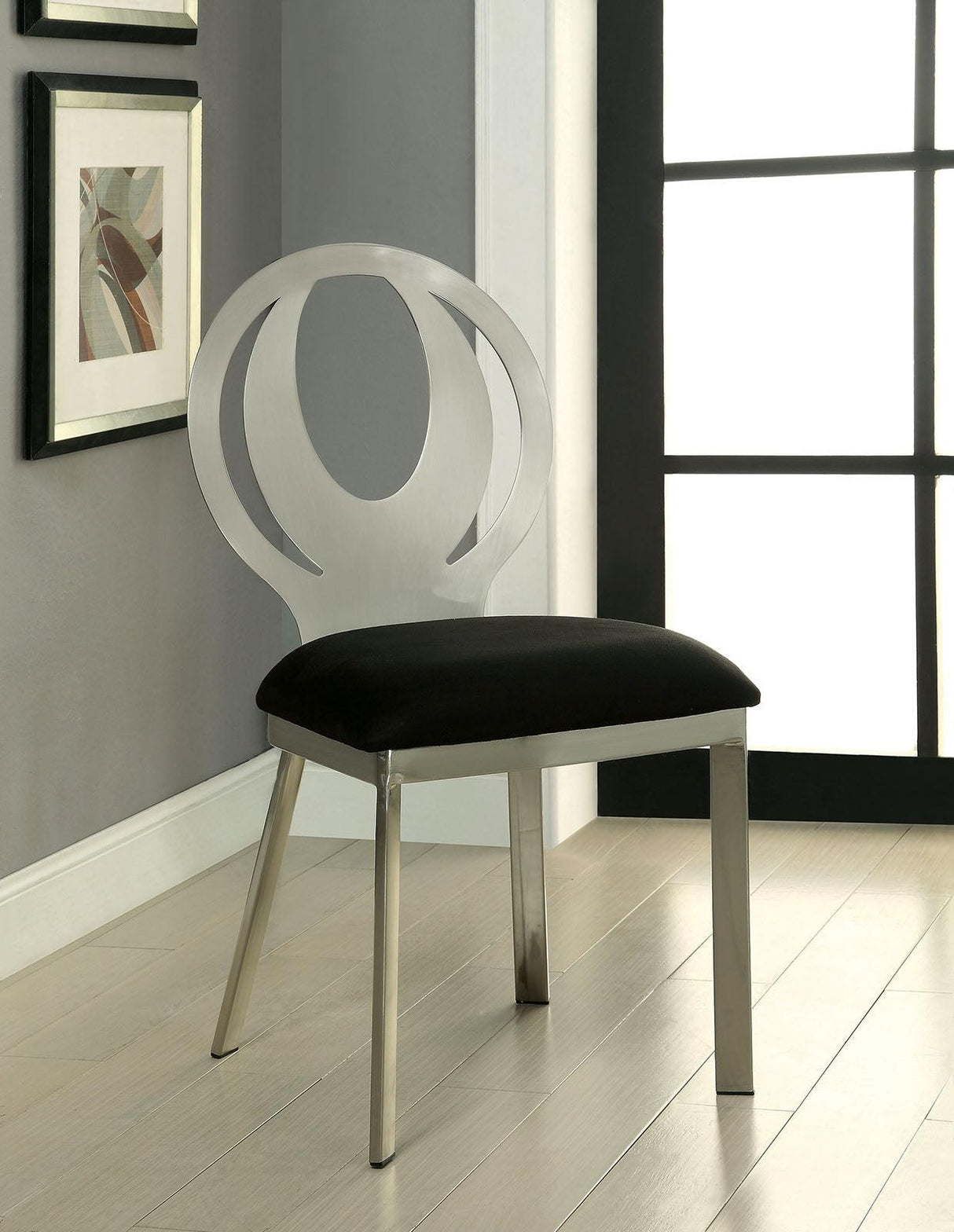 Orla Silver/Black Side Chair, Set of 2 by Furniture of America at Eve Furniture