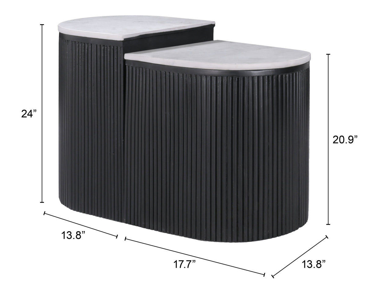 Ormara White & Black Side Table Set (2-Piece) by Zuomod at Eve Furniture