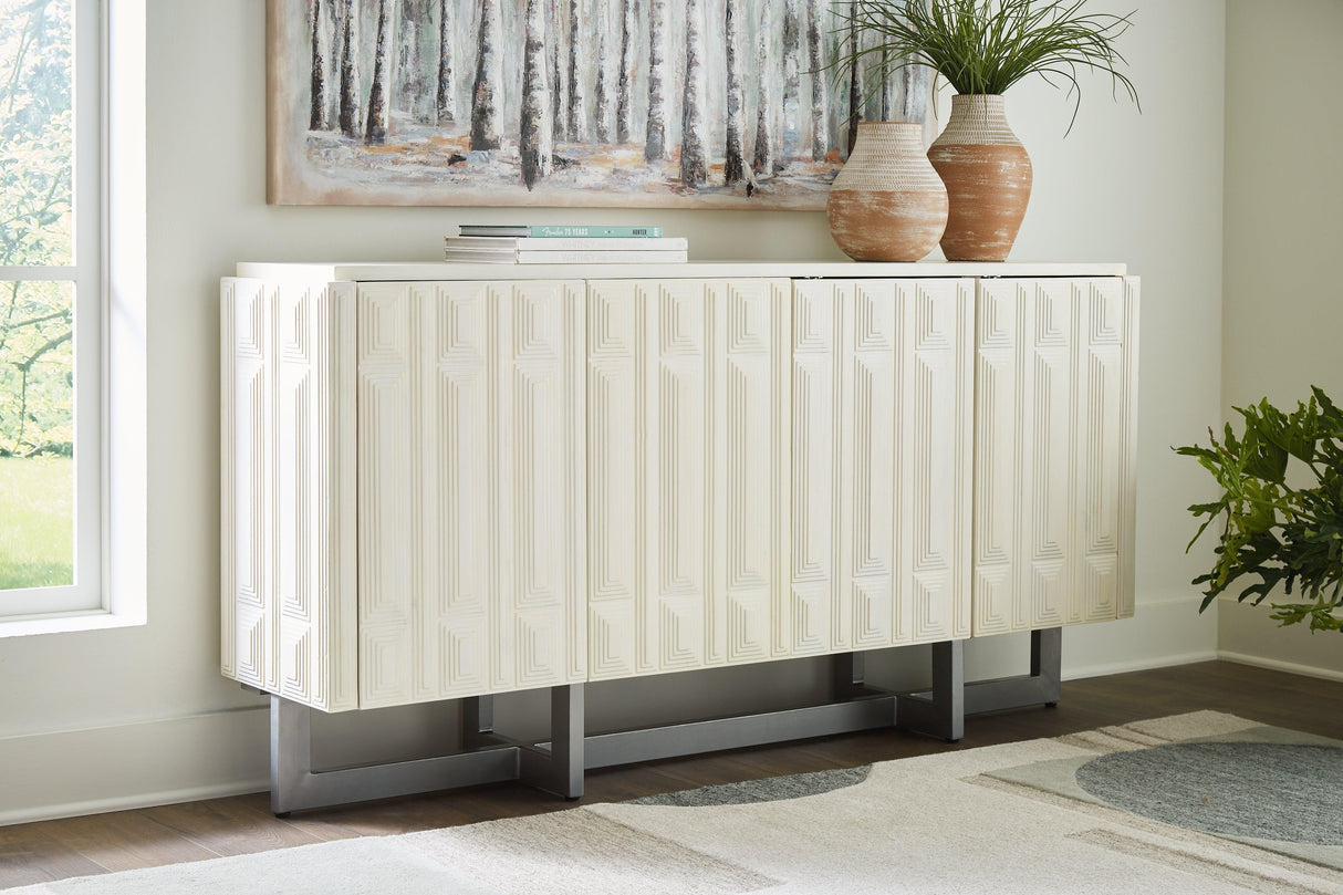 Ornawel Distressed White Accent Cabinet by Ashley at Eve Furniture