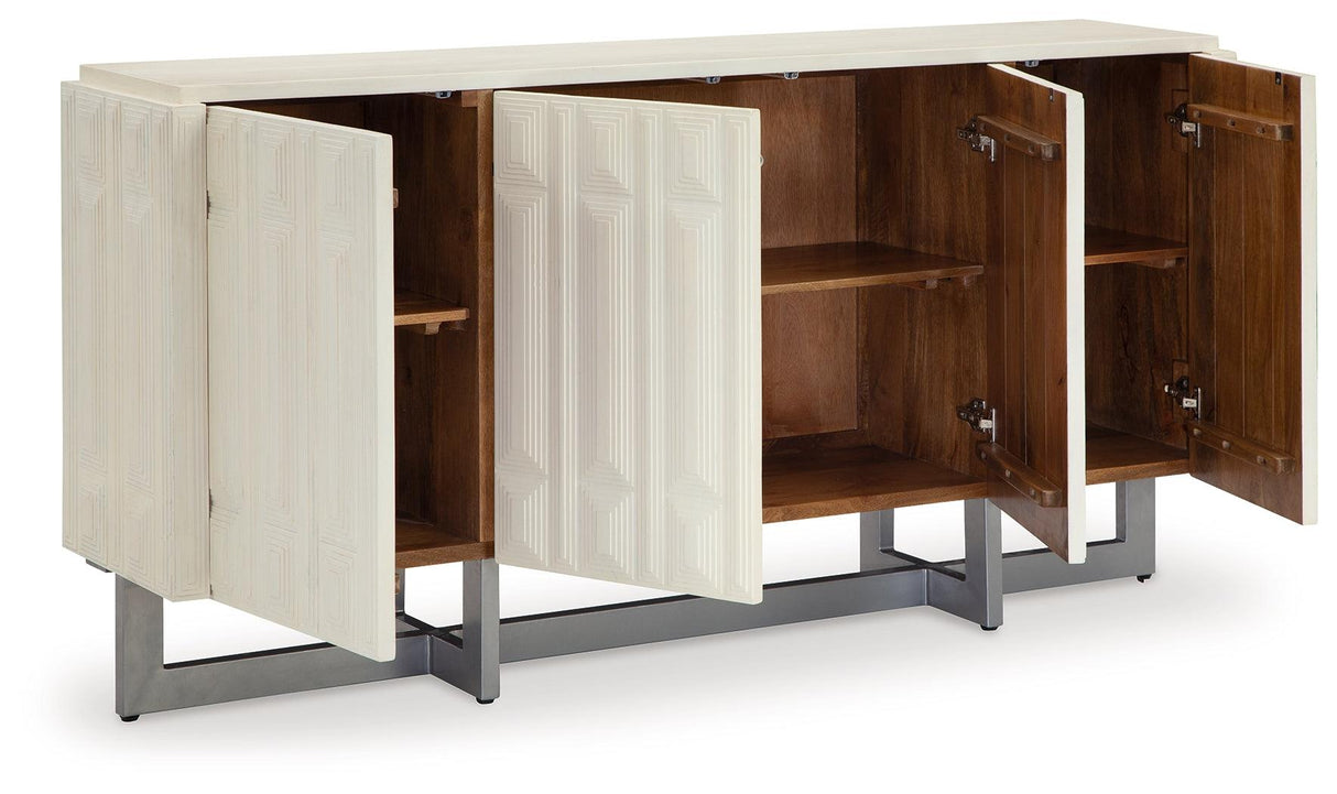 Ornawel Distressed White Accent Cabinet by Ashley at Eve Furniture