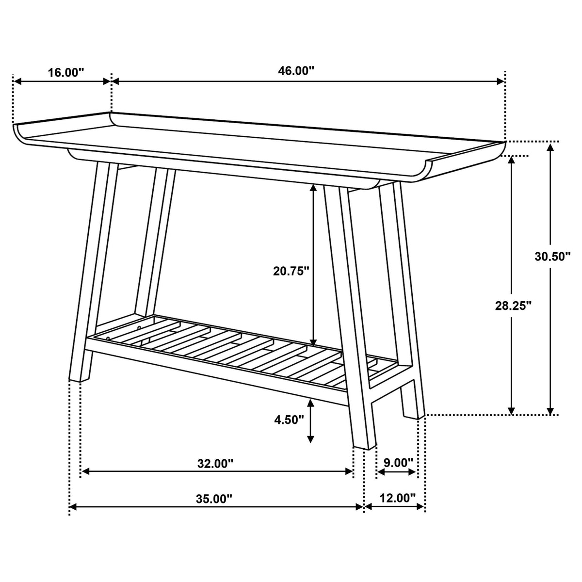 Ornelas Mango Brown Solid Wood Console Table by Coaster at Eve Furniture