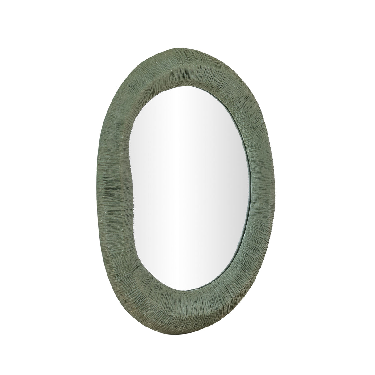 Orpheus 22"X28" Ribbed Forest Green Fiberglass Thick Wall Mirror by TOV Furniture at Eve Furniture