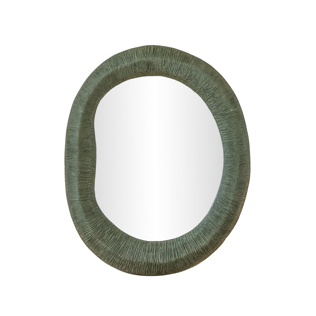 Orpheus 22"X28" Ribbed Forest Green Fiberglass Thick Wall Mirror by TOV Furniture at Eve Furniture
