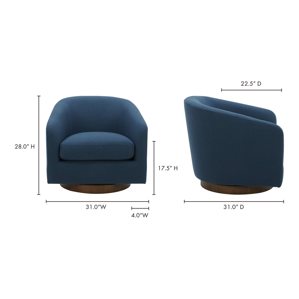 Oscy Dark Atlantic Swivel Chair by Moe's Home at Eve Furniture