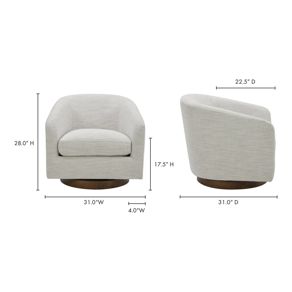 Oscy Splashed White Swivel Chair by Moe's Home at Eve Furniture