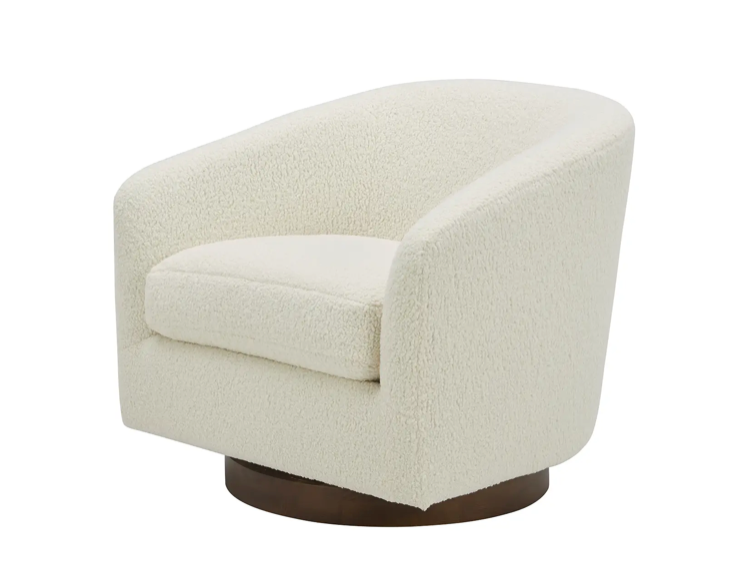Oscy Swivel Chair Vegan Shearling White by Moe's Home at Eve Furniture