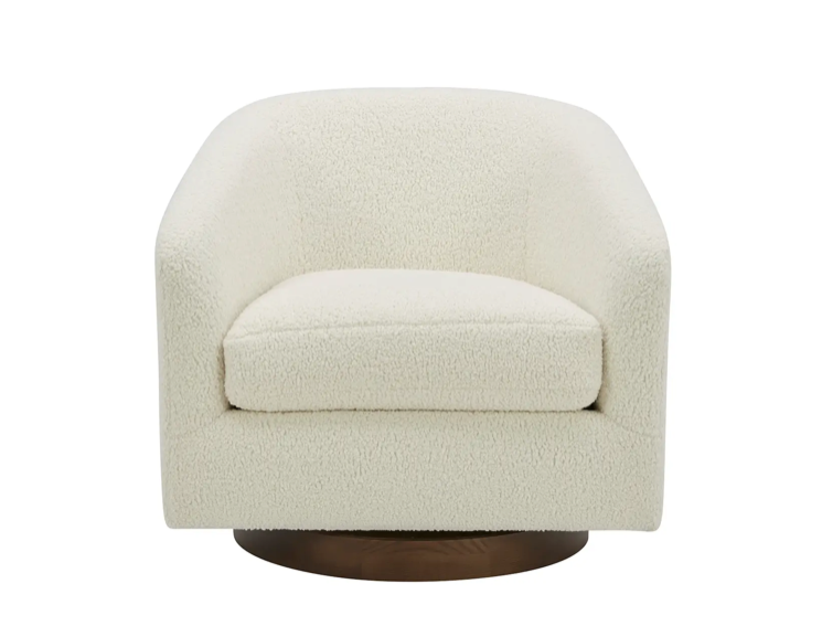 Oscy Swivel Chair Vegan Shearling White by Moe's Home at Eve Furniture