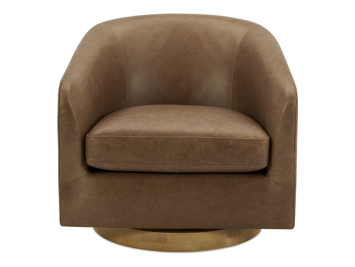 Oscy Tan Leather Leather Swivel Chair by MOES at Eve Furniture