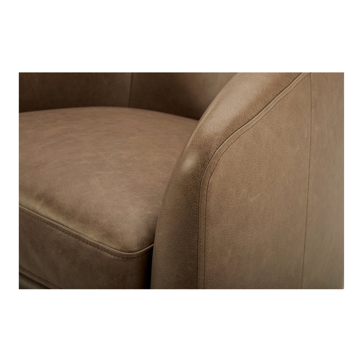 Oscy Tan Leather Leather Swivel Chair by MOES at Eve Furniture