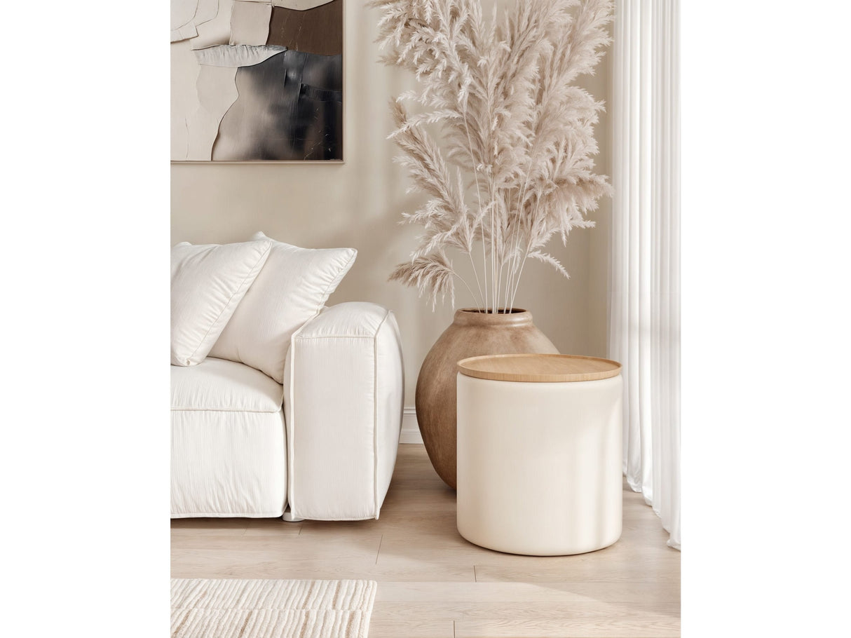 Oskar Barley Lift Top Round End Table by Modus Furniture at Eve Furniture