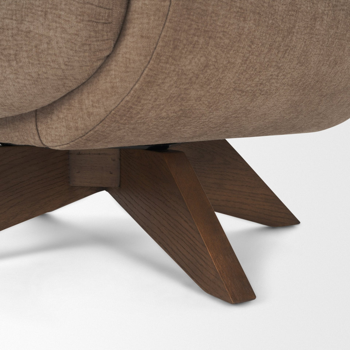 Oskar Chocolate Fabric w/ Brown Wood Base Swivel Accent Chair by Mercana at Eve Furniture