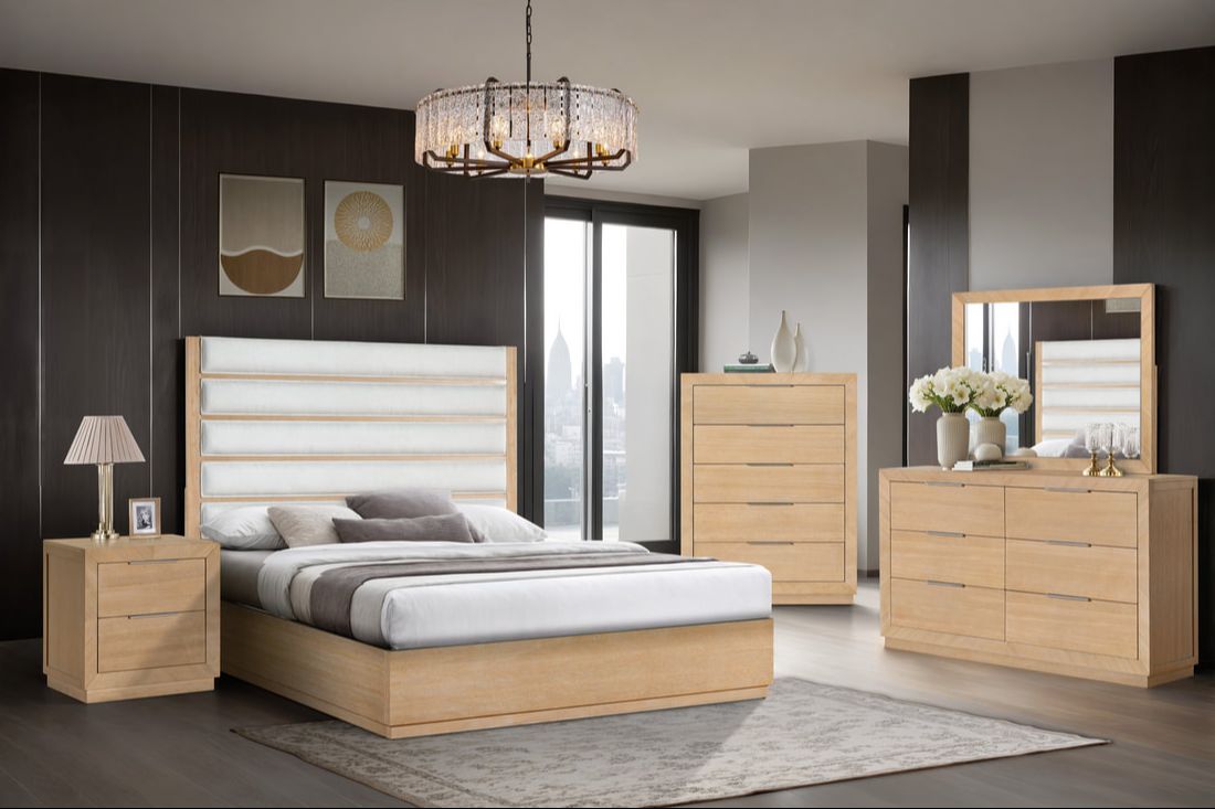 Oslo Beige 5-Piece Bedroom Set by Happy Homes at Eve Furniture