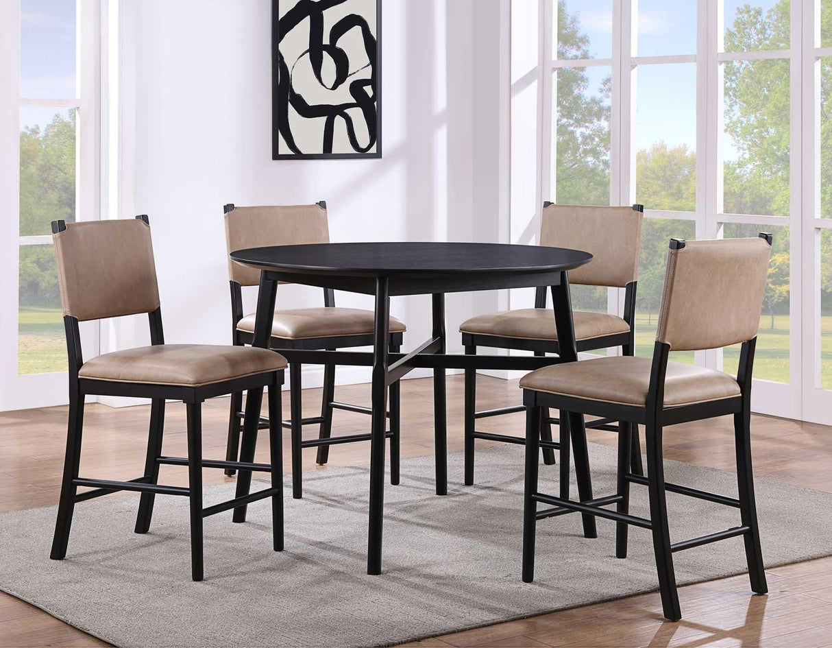 Oslo 46″ Round Counter Table, Black by Steve Silver at Eve Furniture