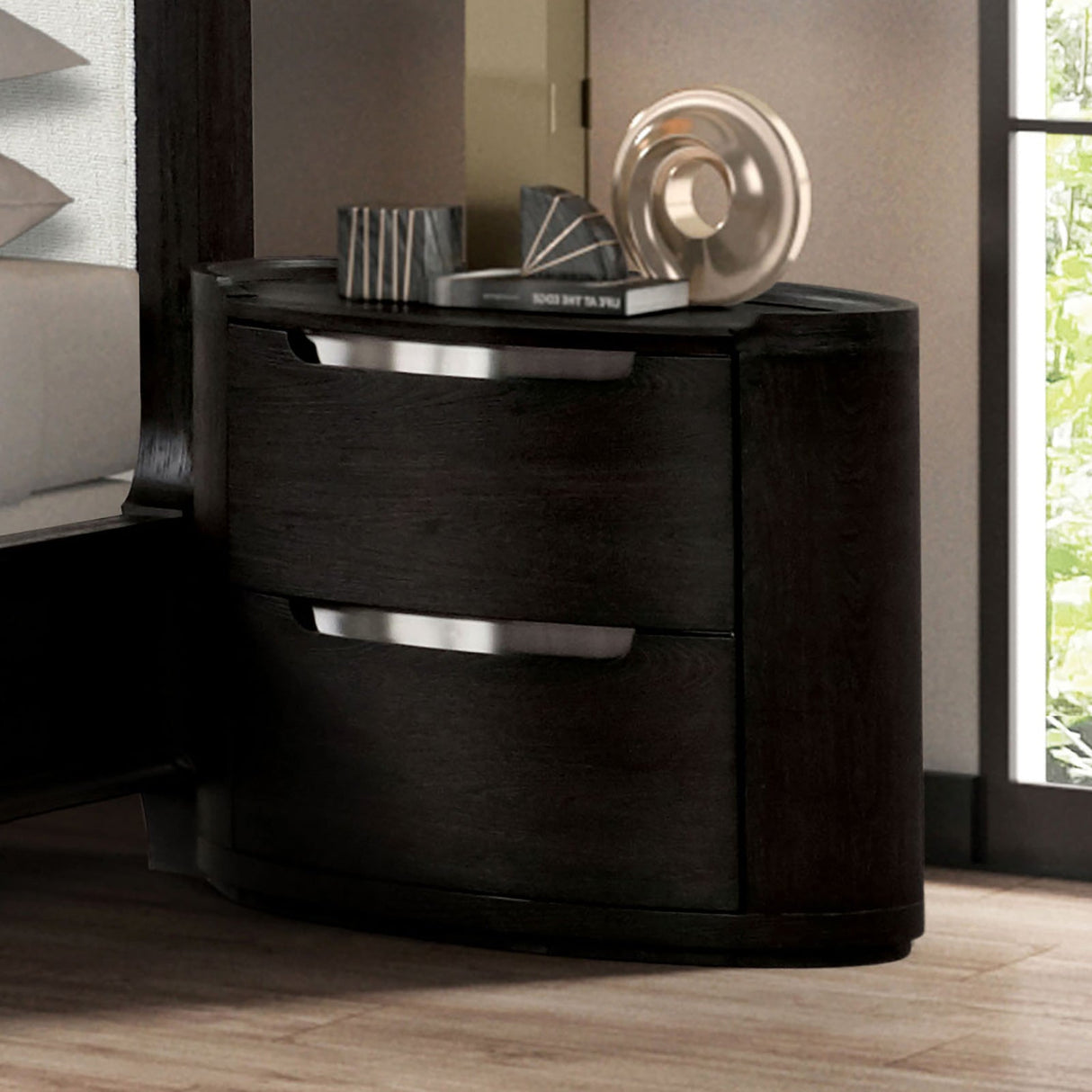 Osterley Black Nightstand by Furniture of America at Eve Furniture