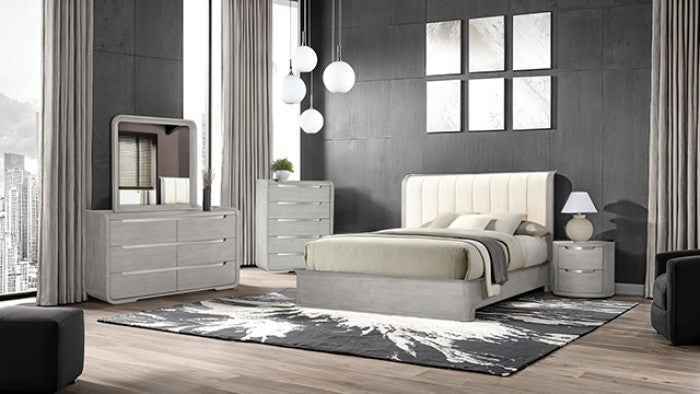 Osterley Light Gray 4-Piece Queen Bedroom Set by Furniture of America at Eve Furniture