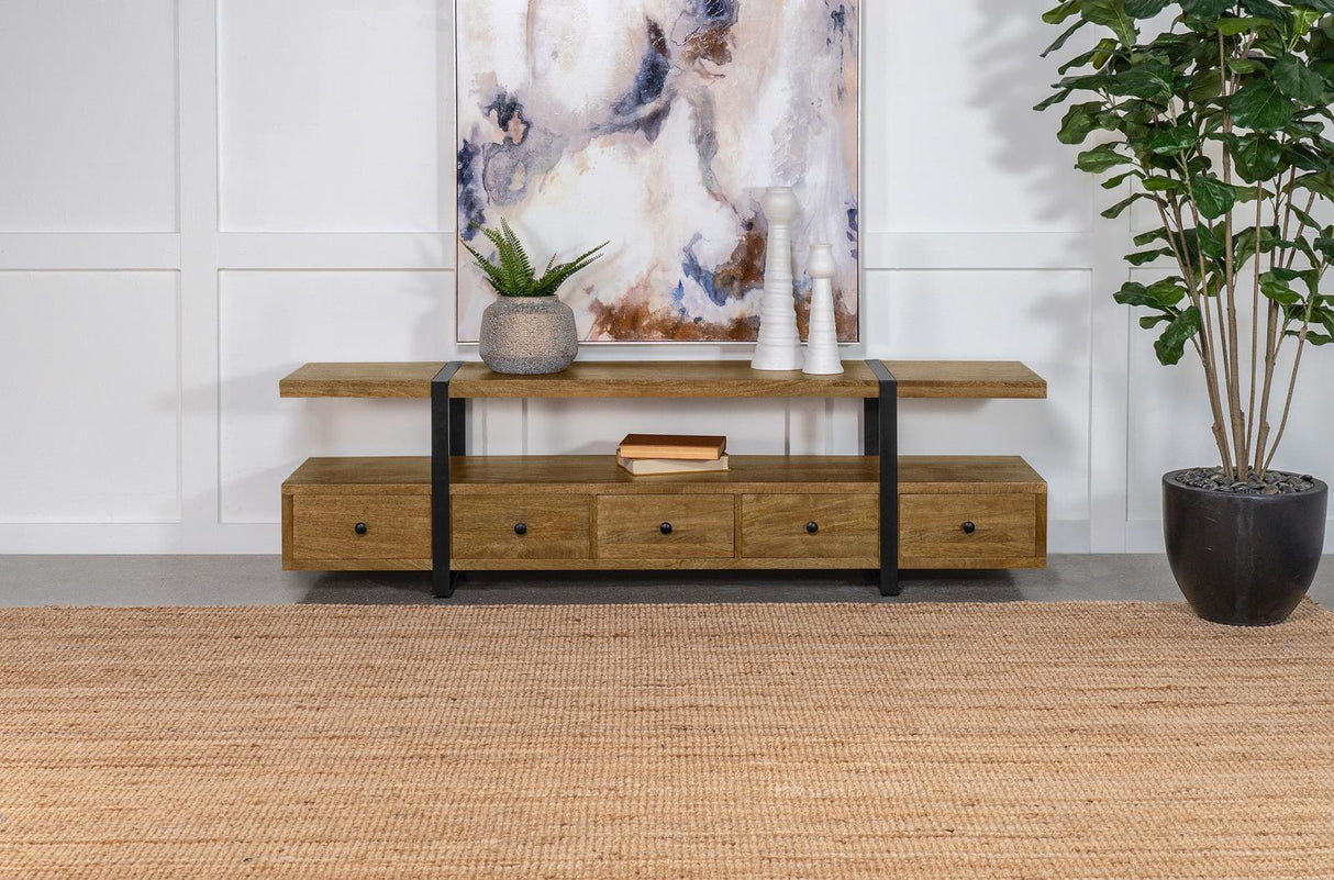 Otto Brown and Gunmetal 4-drawer Solid Wood 70" TV Stand by Coaster at Eve Furniture