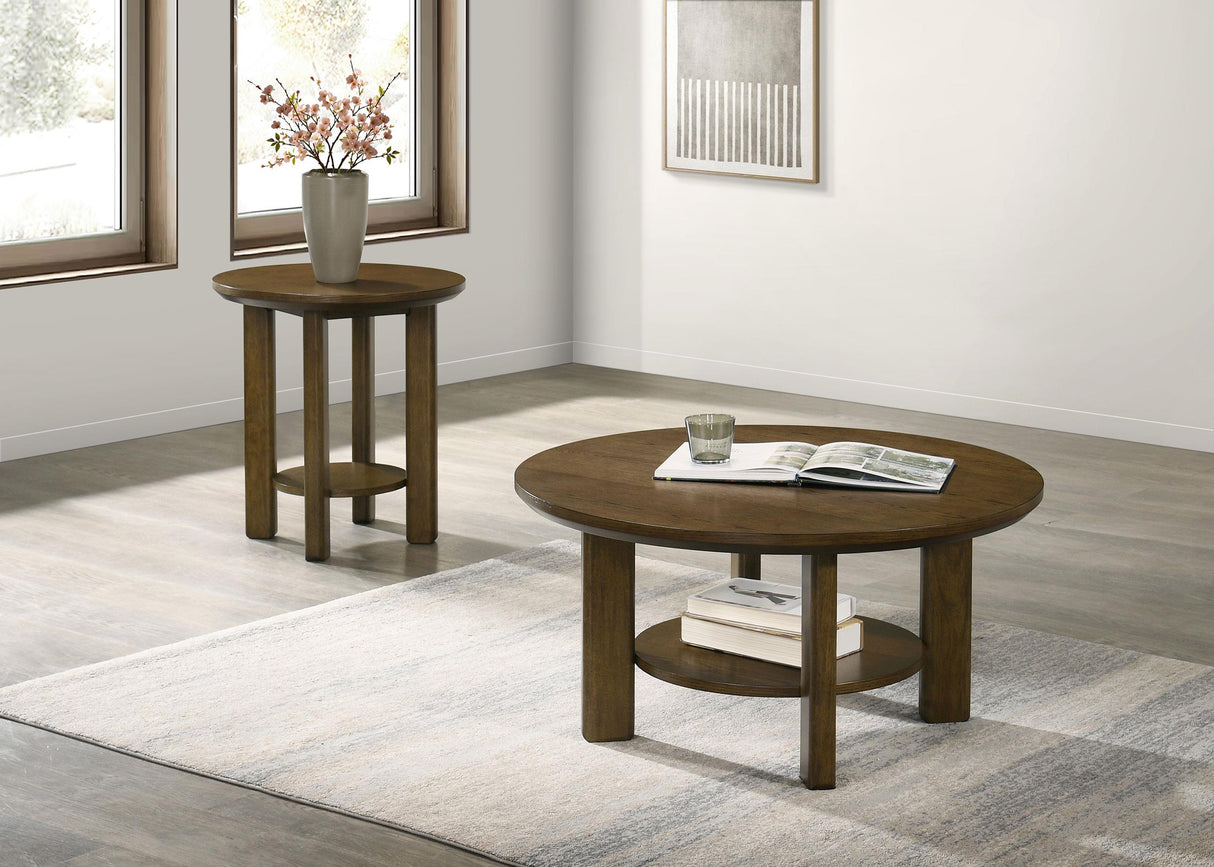 Ottowa Brown 2-Piece Round Wood Coffee Table Set by Coaster at Eve Furniture