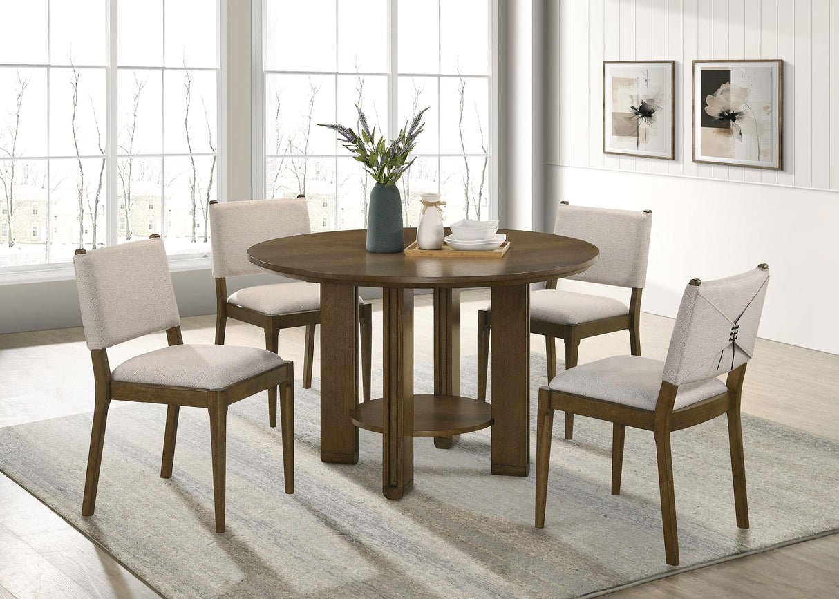 Ottowa Brown Round Wood Dining Table with Shelf by Coaster at Eve Furniture