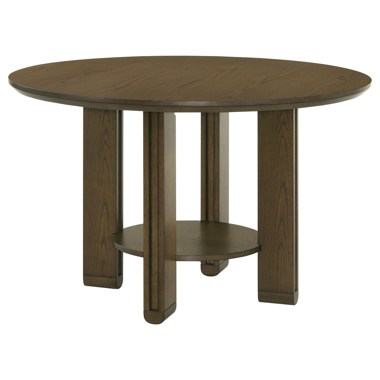 Ottowa Brown Round Wood Dining Table with Shelf by Coaster at Eve Furniture