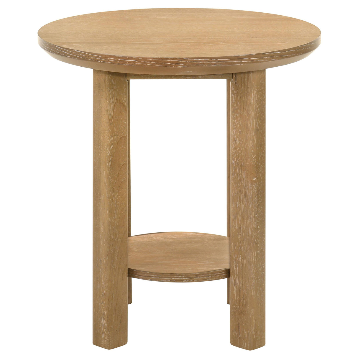 Ottowa Light Oak Round Wood Side End Table with Shelf by Coaster at Eve Furniture