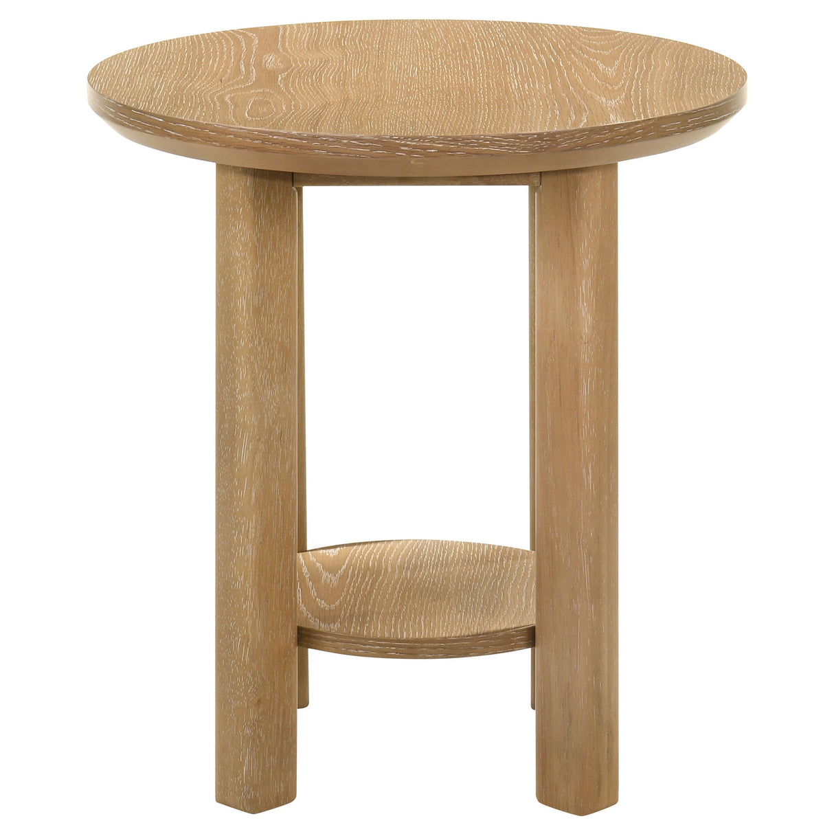 Ottowa Light Oak Round Wood Side End Table with Shelf by Coaster at Eve Furniture