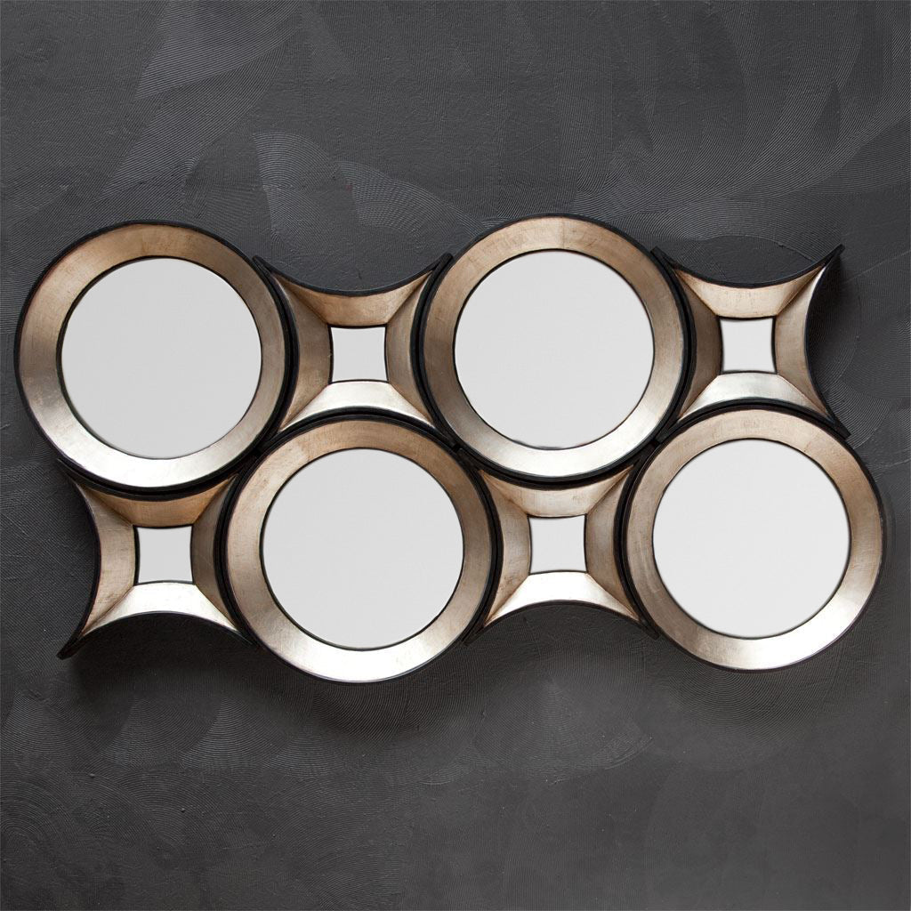 Ovallas Round Champagne Wood Frame Mirror by Mercana at Eve Furniture