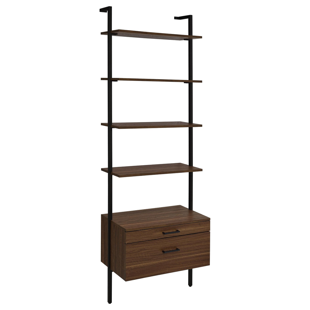 Owens Walnut 31-inch 4-shelf Storage Wall Bookshelf by Coaster at Eve Furniture
