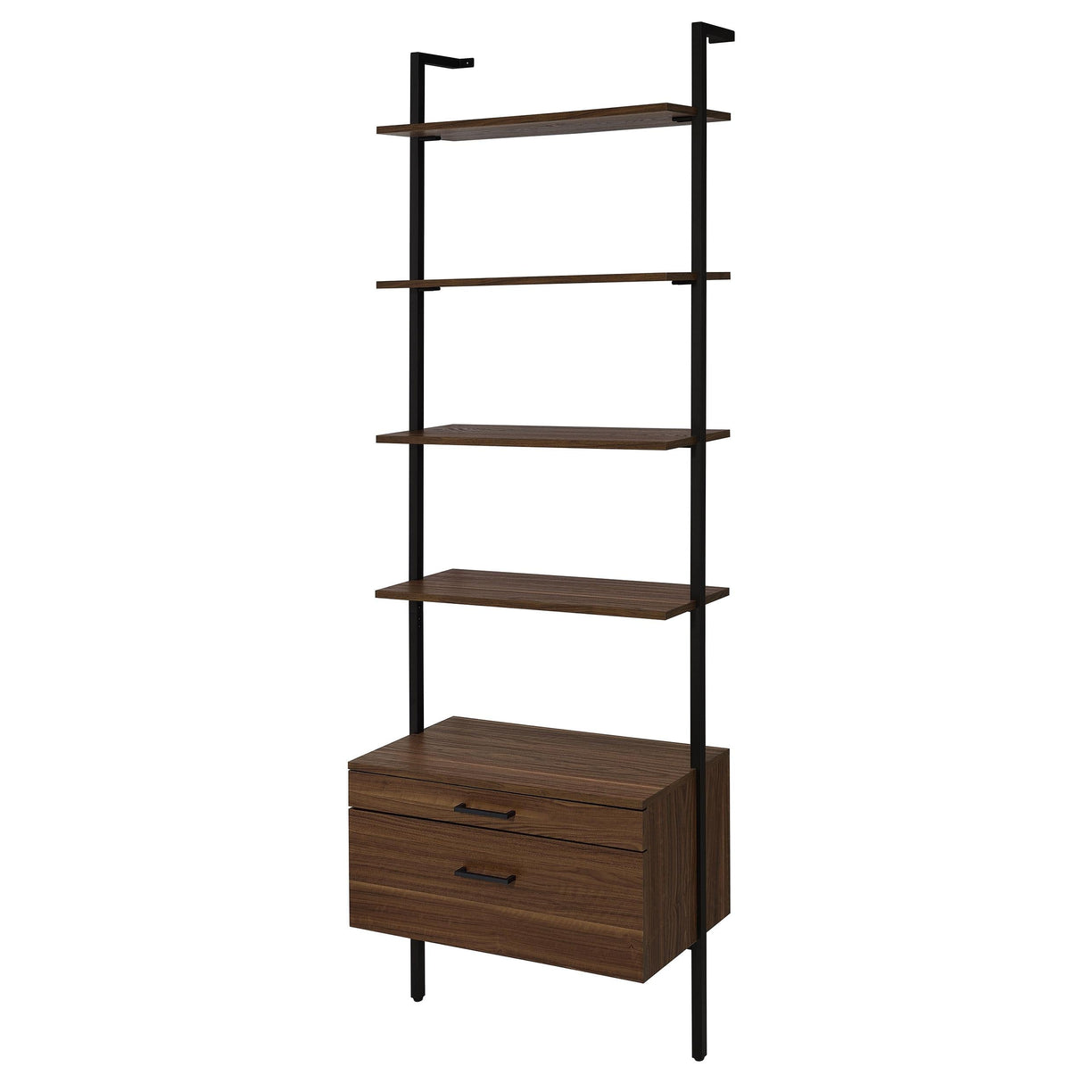 Owens Walnut 31-inch 4-shelf Storage Wall Bookshelf by Coaster at Eve Furniture