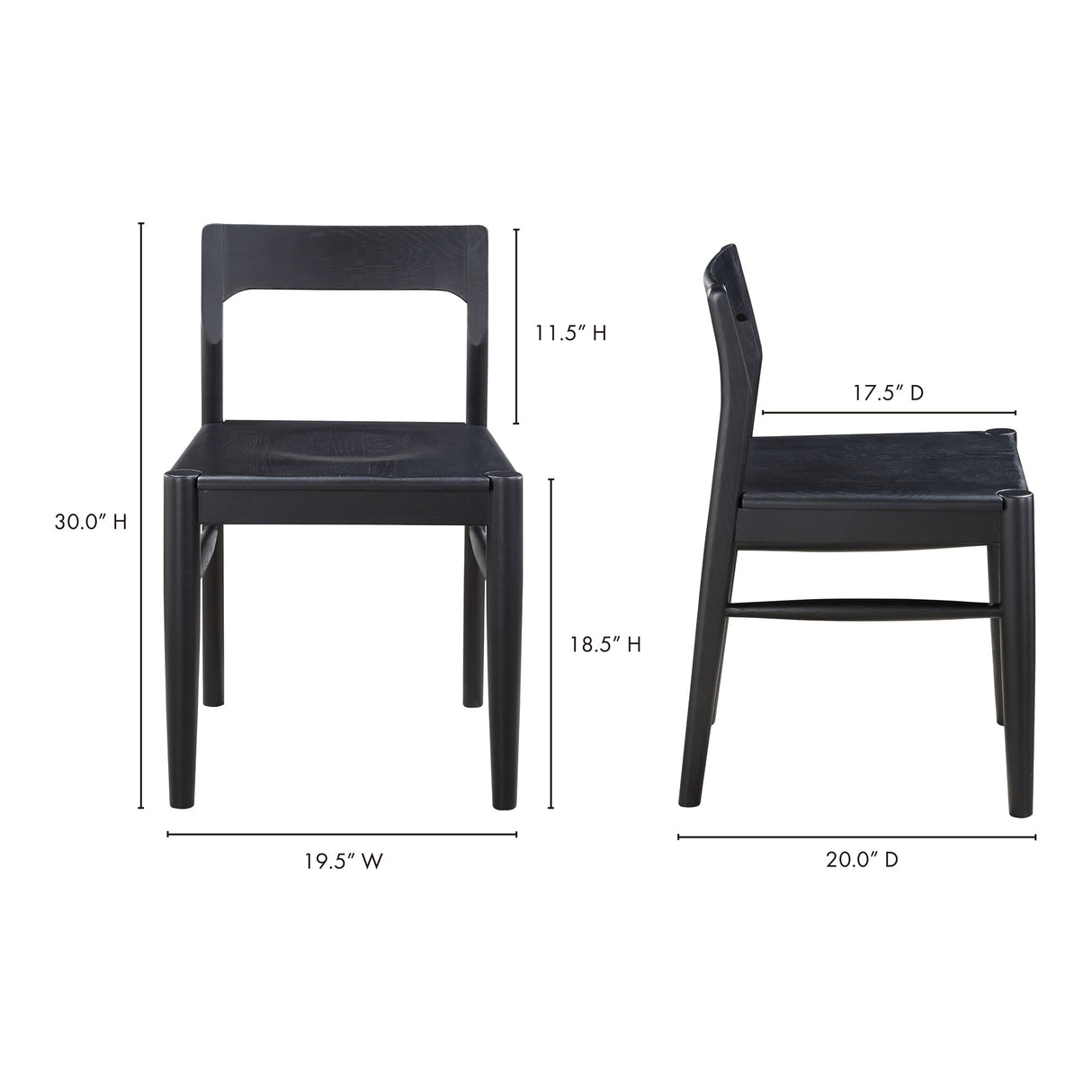 Owing Dining Chair Black (Set of 2) by MOES at Eve Furniture