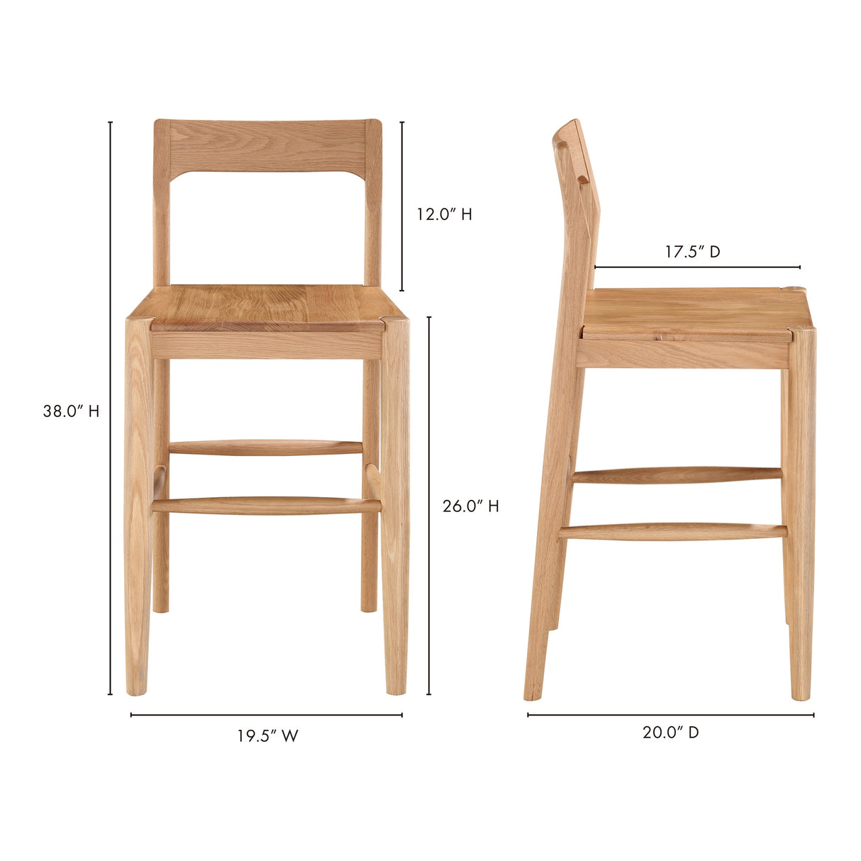 Owing Natural Oak Counter Stool by MOES at Eve Furniture