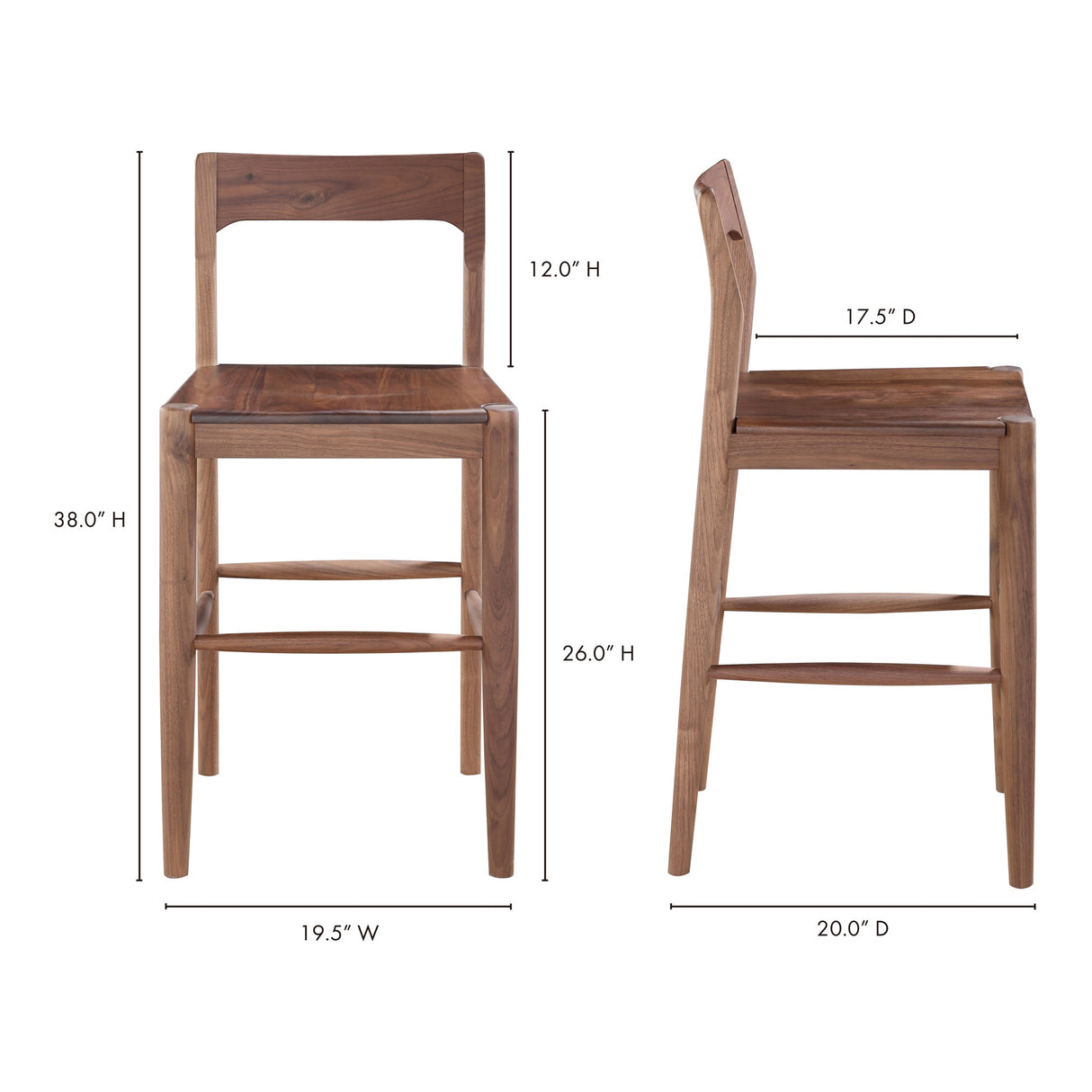 Owing Walnut Brown Counter Stool by MOES at Eve Furniture
