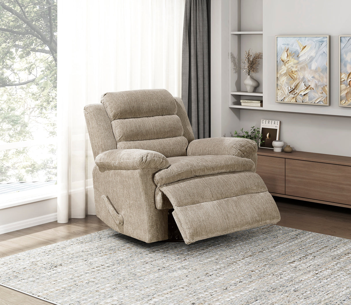 Oxford Brown Swivel Glider Reclining Chair