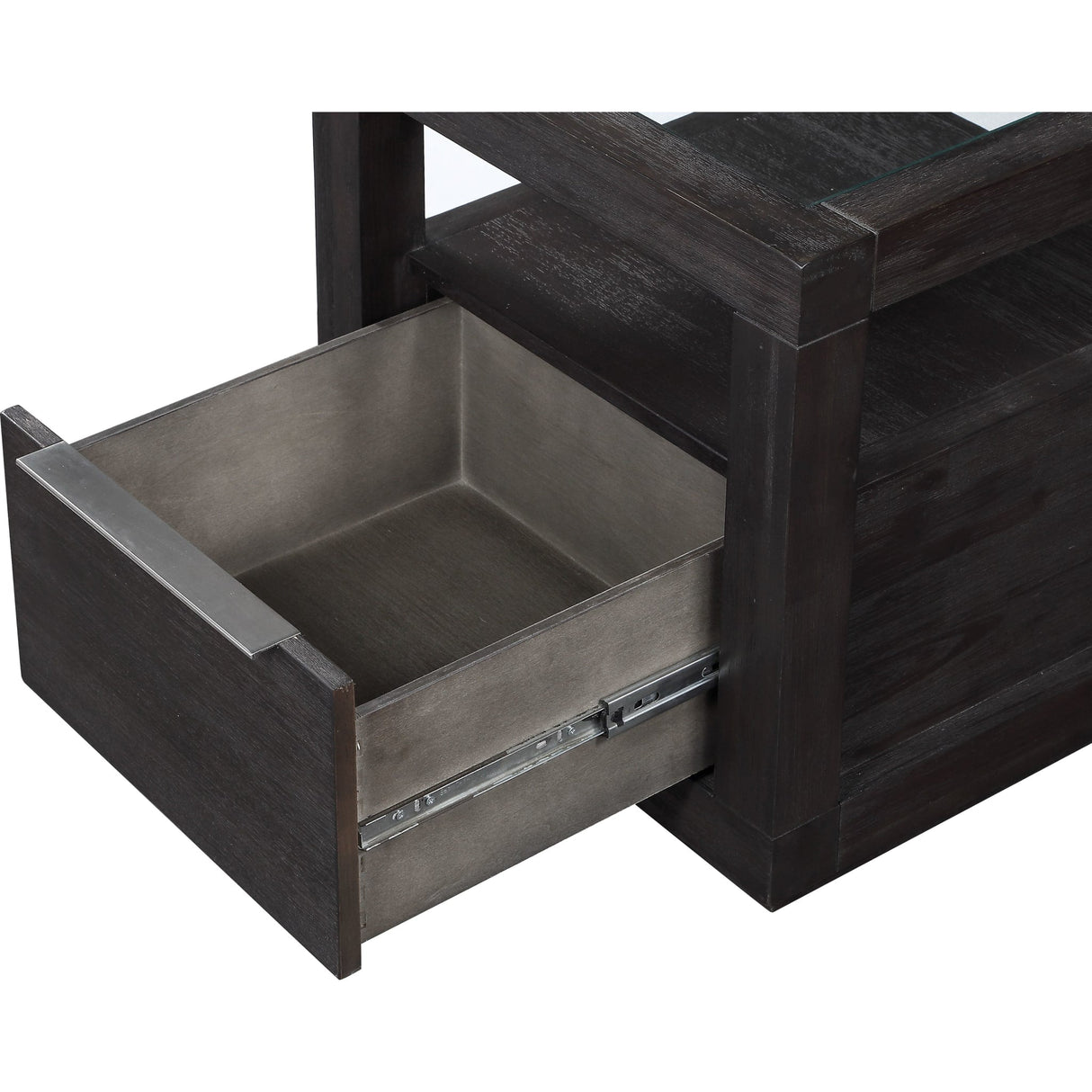 Oxford One Drawer End Table in Basalt Grey by Modus Furniture at Eve Furniture